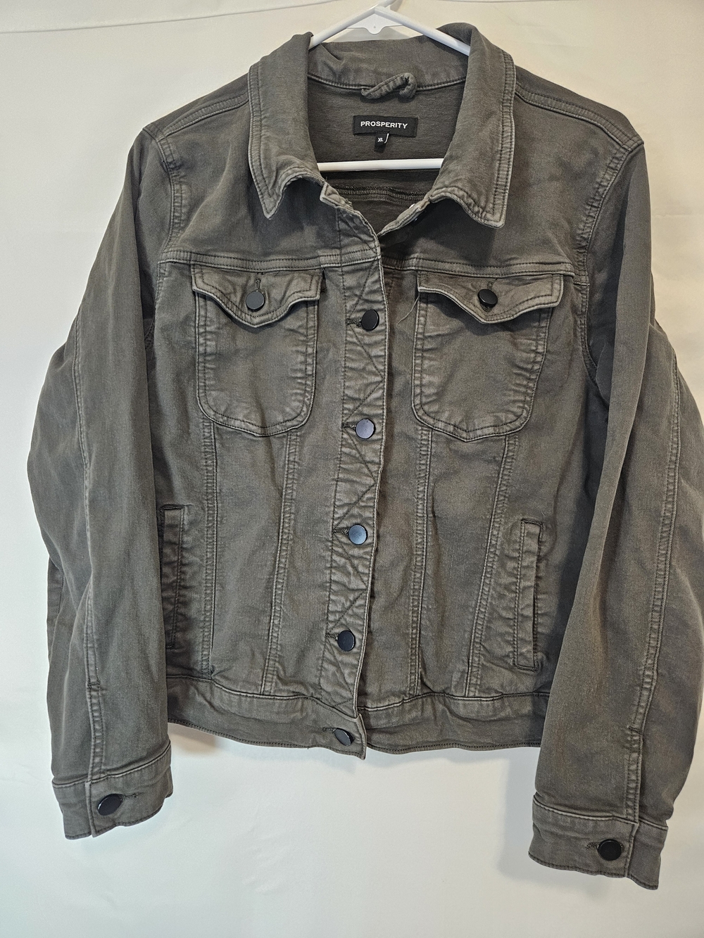 Prosperity Olive Green Denim Jacket - Classic Button-Front Night Out Party